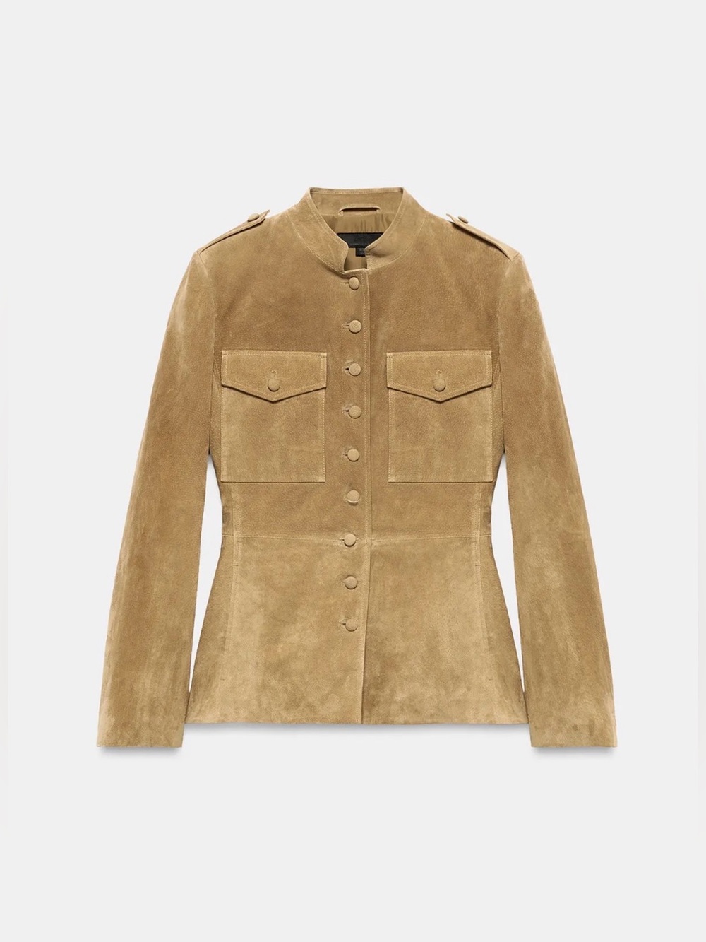 Zara 100% Leather Jacket with Covered Buttons
